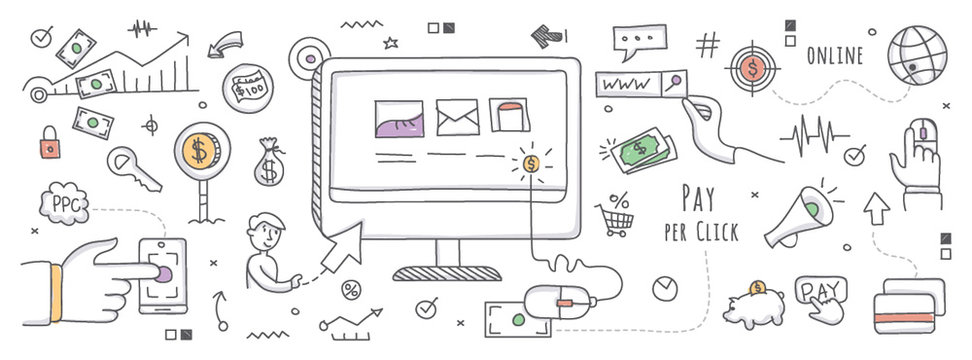 Doodle illustration of pay per click