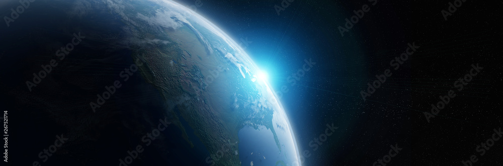 Wall mural view of blue planet earth in space 3d rendering elements of this image furnished by nasa