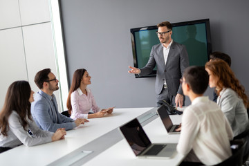 Business young people meeting conference discussion corporate