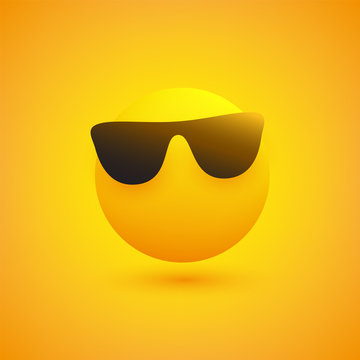 Mouthless Face With Sunglasses - Emoticon in Front of a Yellow Background, Vector Design, Concept Illustration 
