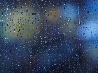 Rain Drops on the Window Glass photo in car effect blue color water motion movement