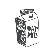 Oat milk pack hand drawn vector illustration