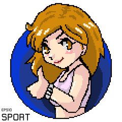vector pixel art of a cute sporty girl