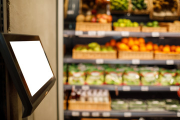 supermarket shopping blur background.