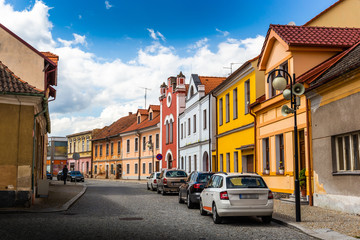 Fototapeta na wymiar Street in Bechyne - old city in South Bohemian region, Czech republic.