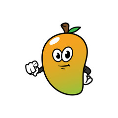 Cartoon Pointing Mango Character Vector