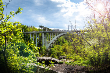 Bridge in Bechyne - old city in South Bohemian region, Czech republic.