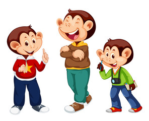 Set of cute monkey character