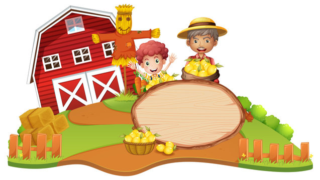 Wooden banner with farmer theme