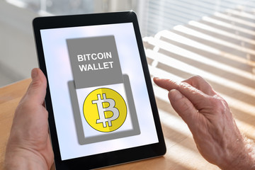 Bitcoin wallet concept on a tablet