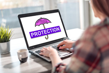Protection concept on a laptop screen