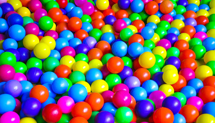 Bright plastic balls on the children's playground