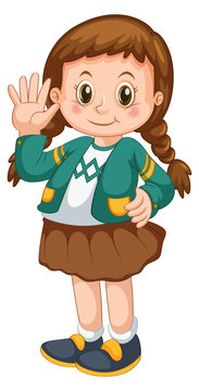 Girl cartoon character with braided hair