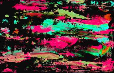 abstract texture painted with light blue and pink colors over a black color