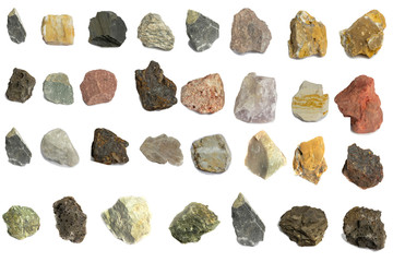 Various stone for industry isolate on white background