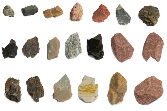 Various stone for industry isolate on white background
