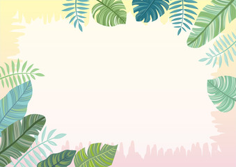Fototapeta premium Frame with tropical leaves. Tropical background.