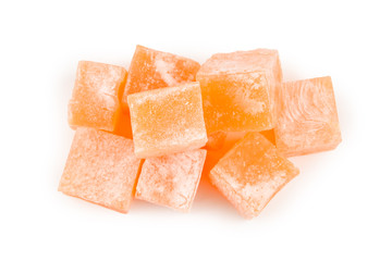 Sweet turkish delight isolated on white background.