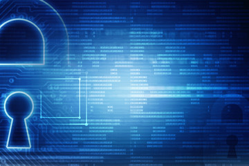 2d illustration abstract digital binary data on computer screen