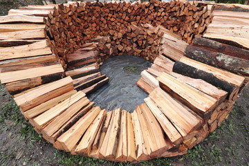 inside look in wood pile 