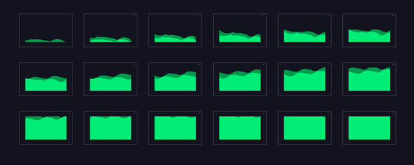 Animation transitions effect. Sprite Sheet of transitions. Ready frame by frame animation for games, cartoon or animation. green color scene transition effect.  Animation transitions effect 32