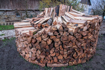 almost finished round wood pile