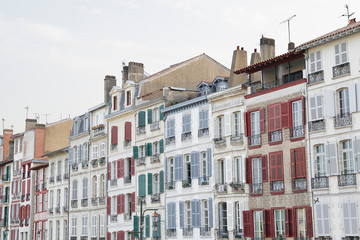 Typical facades of some traditional buildings of Bayonne, France