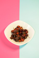 Pile of dried rose hips