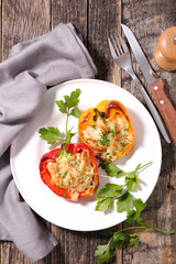 baked bell pepper with cheese and herbs