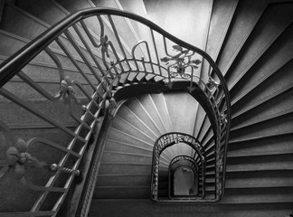 Historic stairs in black and white.