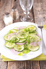 cucumber salad with onion and parsley