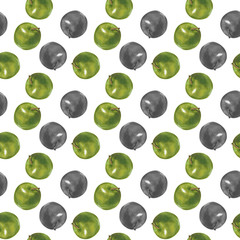 Apple pattern. Hand drawn realistic apple