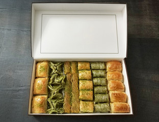 Variation of baklava dessert turkish sweet food