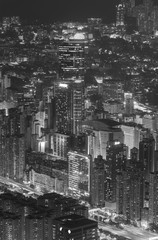 Night scene of aerial view of midtown of Hong Kong City