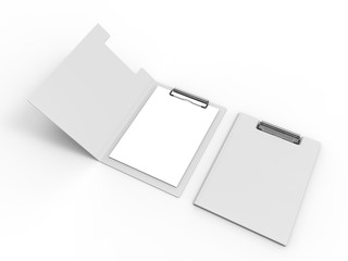 Blank Clip Folder Clipboard for Branding and Mock up. 3d render illustration.