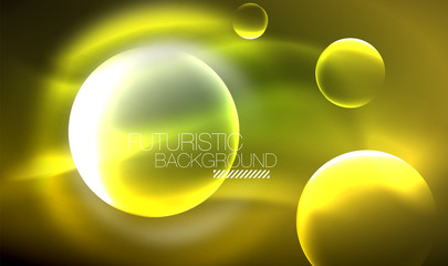 Vector glowing neon circles abstract background