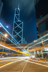 Fototapeta na wymiar Night Traffic in Hong Kong City