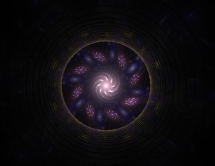 Abstract fractal color background with crossing circles and oval. Motion illustration.