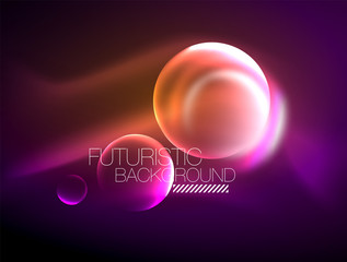 Blurred neon glowing round shapes, abstract circles and lights