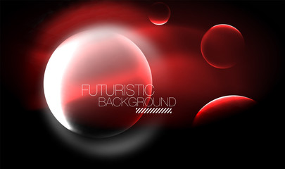 Blurred neon glowing round shapes, abstract circles and lights