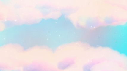 Pastel painted sky with glowing stars. 3d rendering picture.