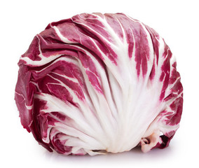 Fresh radicchio on white background. Red salad.
