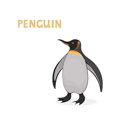 A cartoon penguin, isolated on a white background. Animal alphabet.