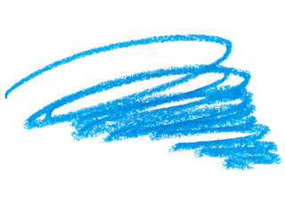 Abstract crayon on white background. Blue crayon scribble texture. Wax pastel spot. Blue abstract crayon background. It is a hand drawn.