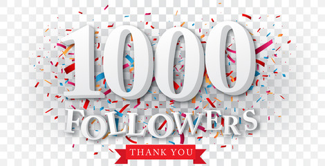 Thank you for followers banner over the confetti