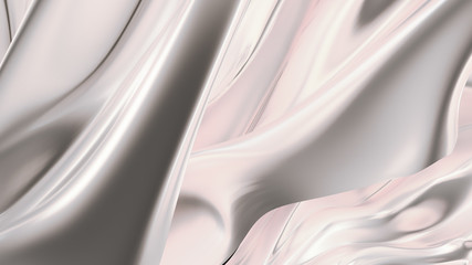 Luxurious silver background with satin drapery. 3d illustration, 3d rendering.