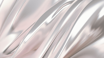 Luxurious silver background with satin drapery. 3d illustration, 3d rendering.