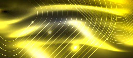Glowing shiny neon squares abstract background, techno modern template