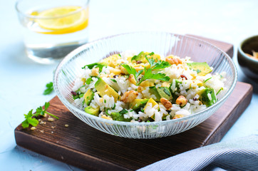 Avocado Rice Salad, Tasty Appetizer, Healthy Vegetarian Food