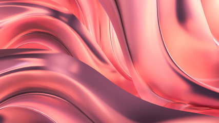 Naklejka premium Luxurious pink background with satin drapery. 3d illustration, 3d rendering.
